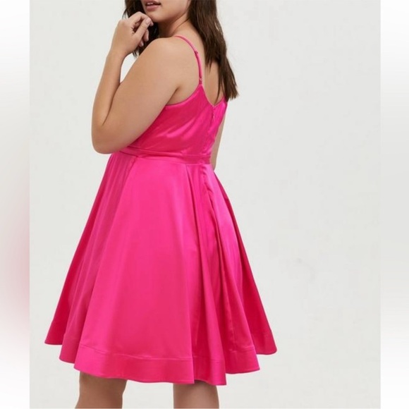 Torrid Pink Glo Satin Skater Dress 🩷see description🩷 - Picture 2 of 7